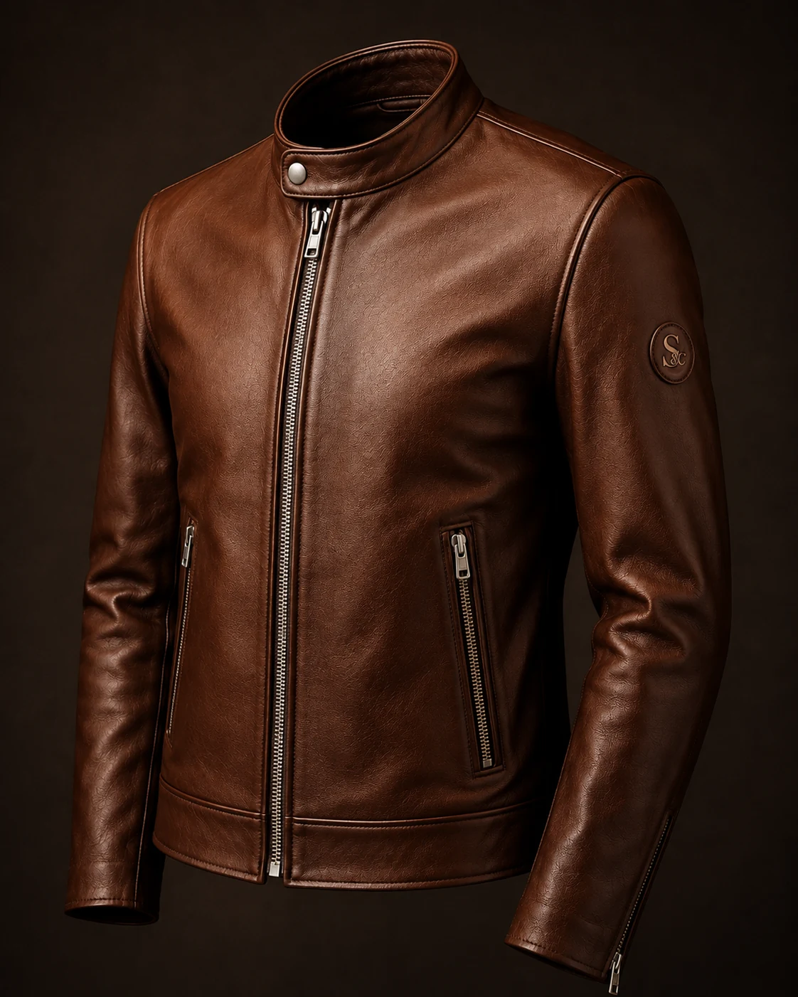 The Kensington Leather Jacket leather, hardware and construction detail