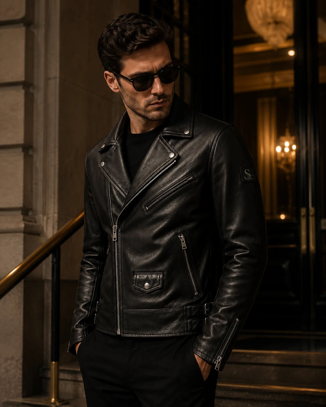 The Regent Biker Jacket - Front View in Onyx
